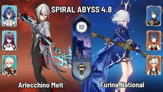 C0 Arlecchino Layla Rosaria Melt | C0 Furina National Team | New Spiral Abyss 4.8 | Genshin Impact