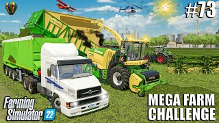 Harvesting GRASS SILAGE w/ CUSTOM KRONE X1100 | MEGA FARM Ep.73 | Farming Simulator 22