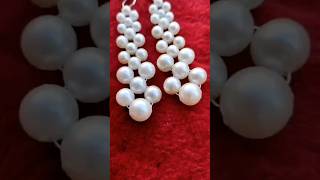 simple beautiful white beads earrings 😍😍 #earrings #diy #jewellery #beadedjewelry #beadingtutorials