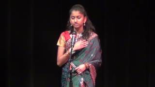 Shankari Ravithas Singing American National Anthem at Michigan Tamil Sangam Bramikkum Pongal 2017.