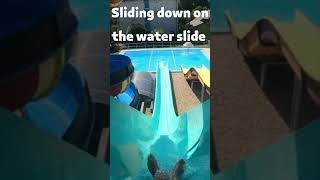 Sliding down on the water slide  #shorts