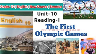 Class 10 English || Unit-10 Reading-I || The First Olympic Games || Exercise