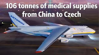 An Antonov An-124 landed Shenzhen in China for 106 tonnes of medical supplies for Czech Republic