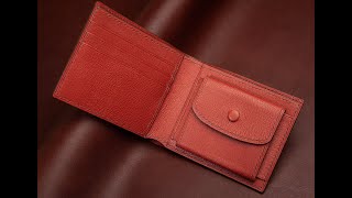 Bifold Wallet Leather With Pocket Minerva Tobacco & Alran Crimson