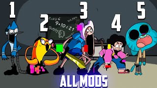 Pibby ALL MODS (Finn, Jake, Gumball, Steven, Mordecai) Friday Night Funkin`