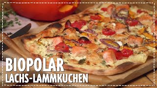 Flammkuchen mit Kürbis, Ziegenkäse und Lachs von Biopolar