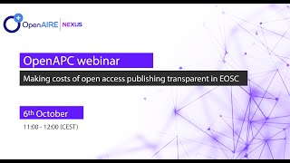 Webinar: OpenAPC - Making costs of open access publishing transparent in the EOSC