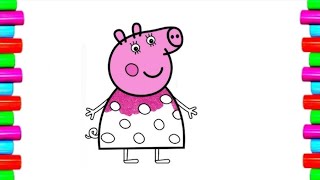 Easy peppapig 🐷🌈🐖drawing💞❤️ | step-by-step peppa Drawing | colouring | how to draw peppa pig 🐖