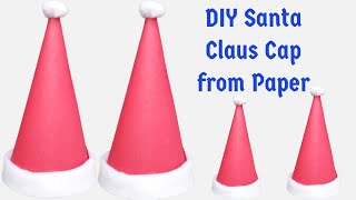 Santa Claus Cap with Paper | DIY Santa Cap | Santa Hat Craft | Christmas Ideas