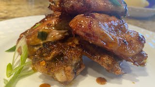 Crispy baked oven wings!  Baked crispy wings and with sweet garlic sauce. Crispy oven baked wings