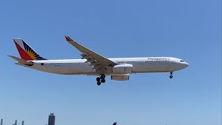 Philippines Airlines Airbus A330-300 landing at Los Angeles International Airport runway 24R