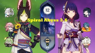 Tighnari Spread & Raiden Shogun Double Hydro | Spiral Abyss 3.6 Floor 12 (9*) | Genshin Impact