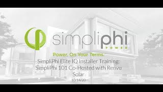 SimpliPhi Power Elite IQ Installer Training: SimpliPhi 101 Co-Hosted with Renvu