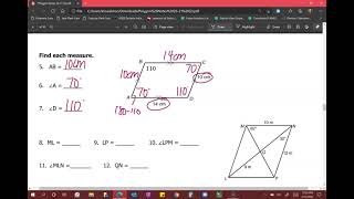 Properties of Paralellograms