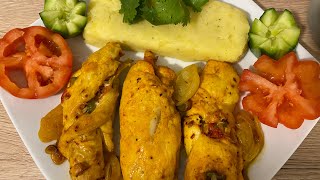 کباب سینه مرغ با سبزیجات و پوره سیب زمینی🌺 Roast chicken breast with vegetables and mashed potatoes