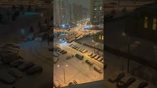 Moscow at night time lapse winter