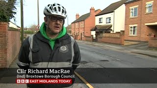 Talking to BBC East Midlands about Potholes in Stapleford.  6/1/2023