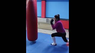 Women training kickboxing