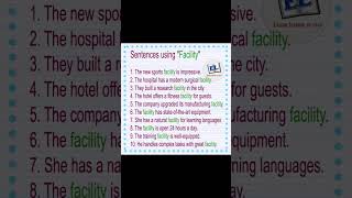 Sentences using the word Facility #english #shortsfeed #shorts