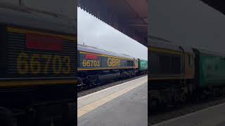 66703 Doncaster PSB pulling Labezerin 64707 and Liwet 64664 at Leamington Spa Station 20th June 2021