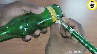 මෙන්න මෙහෙමයි වීදුරු බෝතල් කපන්නේ | Easy way to cut a glass bottle at home | Diy Tech Hub