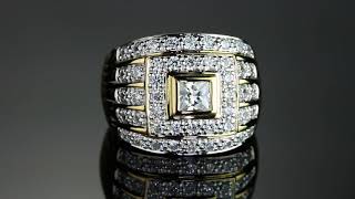 Item 62145 - Men's Square-Cut Cubic Zirconia Ring 2.89 TCW In 14k Yellow Gold Over Sterling Silver