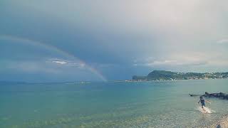 Fantastic rainbow on lake Garda Italy