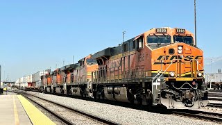 BNSF Double Stacked Container Train at San Bernardino Depot