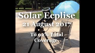 Aug 21st 2017 Solar Eclipse to 92% Complete and Back