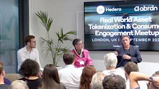 Live Hedera event at Abrdn London with DLA Piper's Toko.