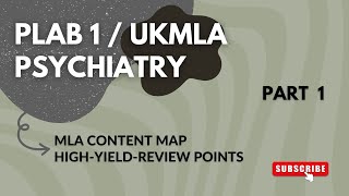 Psychiatry: PLAB 1/UKMLA High-Yield Review | Part 1