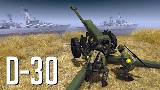 Ukrainian Soviet D 30 howitzers destroys military warship   MOWAS2 BATTLE