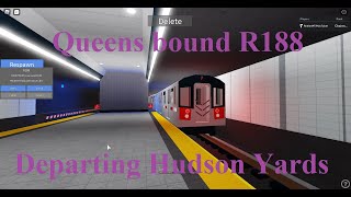 IRT Subway: Queens bound R188 (7) train Departing 34th St-Hudson Yards