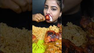 ASMR eaingi chicken biriyani, chicken alfaham, liver fry,  egg, extra gravy muckbang