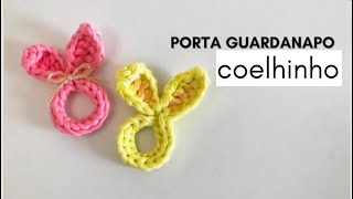 Porta guardanapo coelhinho de crochê em fio de malha - Mesa posta tema Páscoa