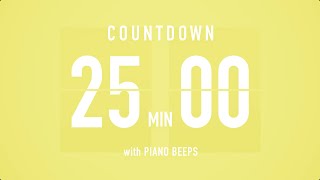 25 Minutes Countdown Timer Flip Clock / + Piano Beeps 🎹