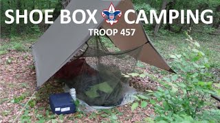 Boy Scouts try shoe box camping