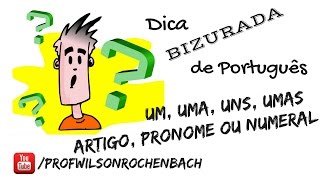 Dica Bizurada 38 (Um, Uma, Uns, Umas, Artigo, Pronome ou Numeral)