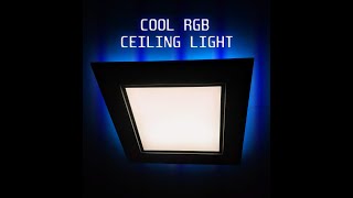 Led panel with RGB lights made from plywood Modern interior design woodworking project ceiling light