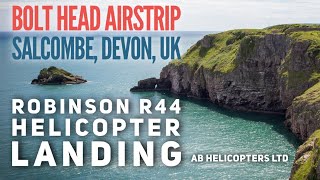 Robinson R44 Helicopter Landing In Salcombe, Devon