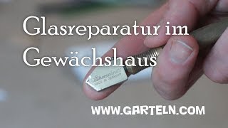 Reparatur im Gewächshaus - Glasplatten schneiden