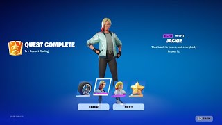 Fortnite Getting FREE Jackie Skin in Rocket Racing Mode + Gameplay of How To Get The Skin