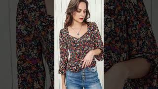 Slim Fit Floral Long Sleeve Top for Early Fall