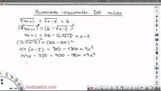 Ecuaciones irracionales con dos raices