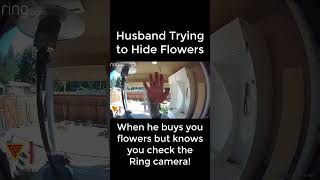 Husband Trying to Hide Flowers Caught on Ring Doorbell Camera | Doorbell Camera Video