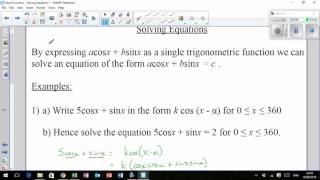 LHS Higher Mathematics - Wave Function 6 - Solving Equations