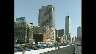 New York Lower Manhatten near Hudson River Jogger World Trade Center 1995