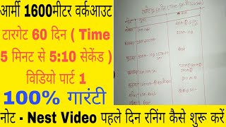 Army 1600m Workout Part 1। 1600meter workout schedule। आर्मी 1600मीटर वर्कआउट पार्ट 1