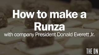 Making a Runza sandwich with company President Donald Everett Jr.