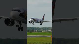 Brussels Airlines Airbus A320 Neo Amare Livery landing at Brussels #planespotting #aviation #ytshort